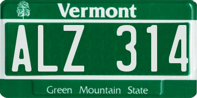 VT license plate ALZ314