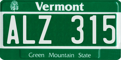 VT license plate ALZ315
