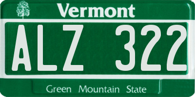 VT license plate ALZ322