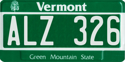 VT license plate ALZ326