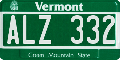 VT license plate ALZ332