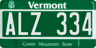 VT license plate ALZ334