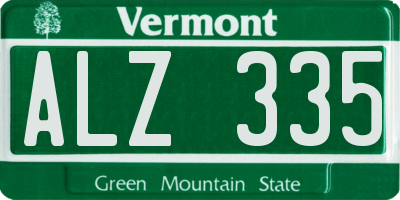 VT license plate ALZ335