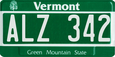 VT license plate ALZ342