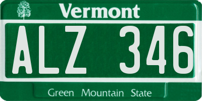 VT license plate ALZ346