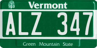 VT license plate ALZ347