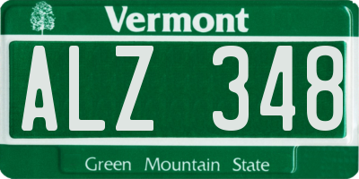 VT license plate ALZ348