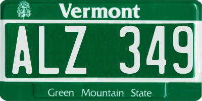 VT license plate ALZ349