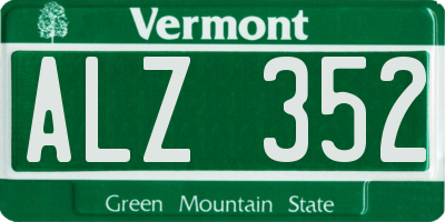 VT license plate ALZ352