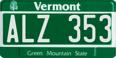 VT license plate ALZ353