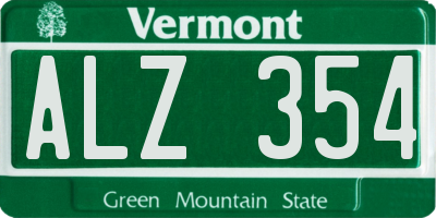 VT license plate ALZ354