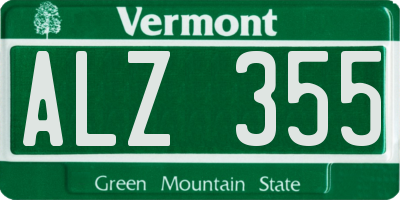 VT license plate ALZ355