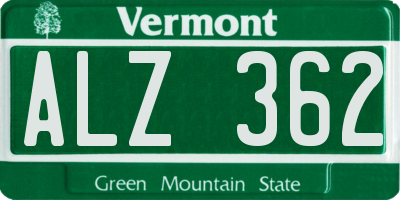 VT license plate ALZ362
