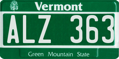 VT license plate ALZ363