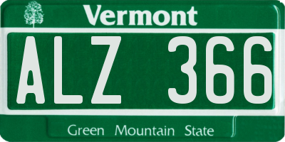 VT license plate ALZ366