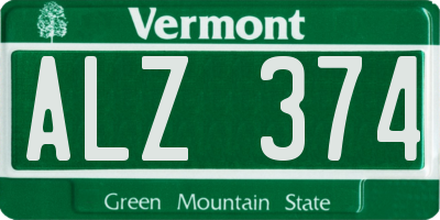 VT license plate ALZ374