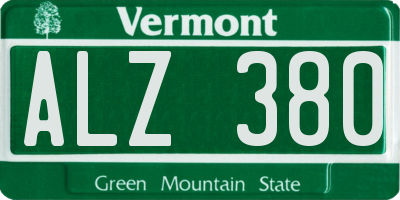 VT license plate ALZ380