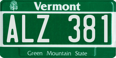 VT license plate ALZ381