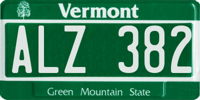 VT license plate ALZ382