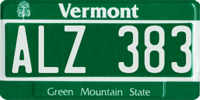 VT license plate ALZ383