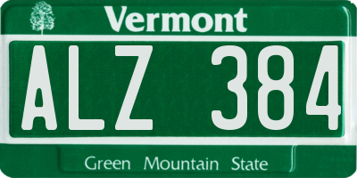 VT license plate ALZ384