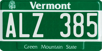VT license plate ALZ385