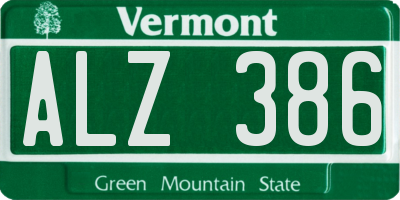 VT license plate ALZ386