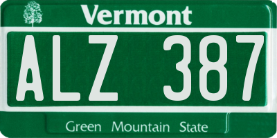 VT license plate ALZ387