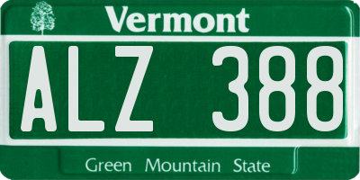 VT license plate ALZ388