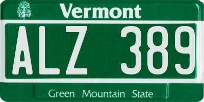 VT license plate ALZ389