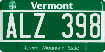 VT license plate ALZ398