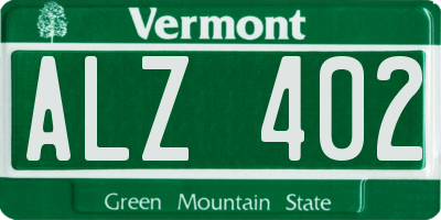 VT license plate ALZ402