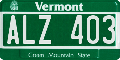 VT license plate ALZ403