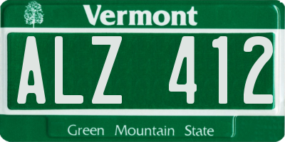 VT license plate ALZ412