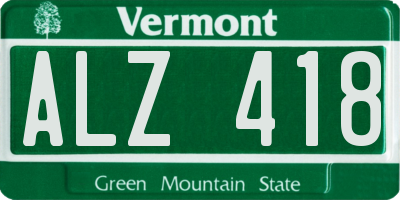 VT license plate ALZ418