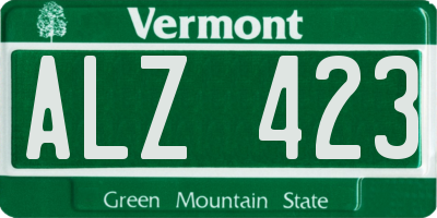 VT license plate ALZ423