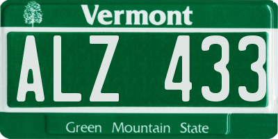 VT license plate ALZ433
