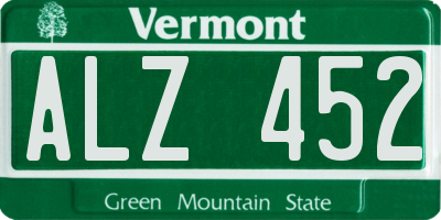 VT license plate ALZ452