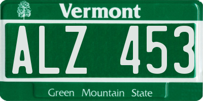 VT license plate ALZ453