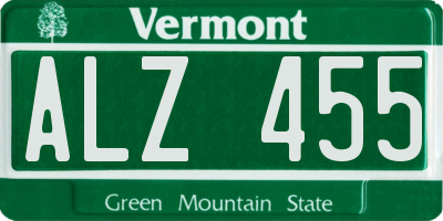 VT license plate ALZ455