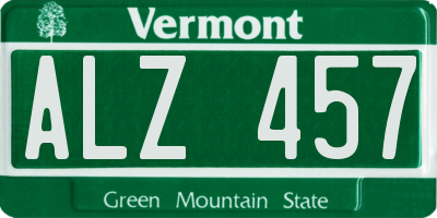VT license plate ALZ457