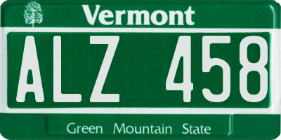 VT license plate ALZ458