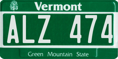 VT license plate ALZ474