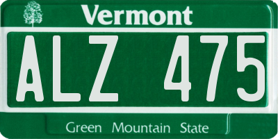 VT license plate ALZ475