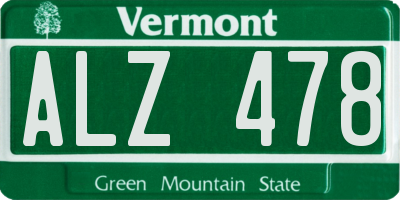 VT license plate ALZ478