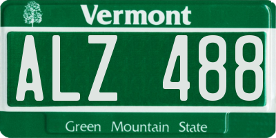 VT license plate ALZ488