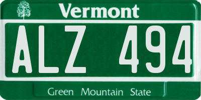 VT license plate ALZ494