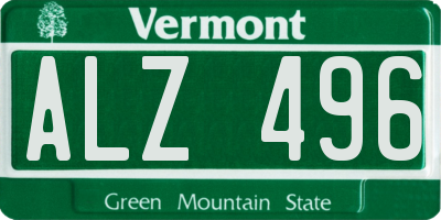 VT license plate ALZ496