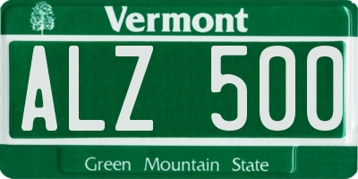 VT license plate ALZ500