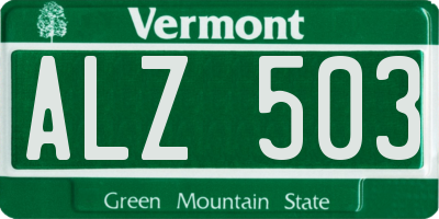 VT license plate ALZ503